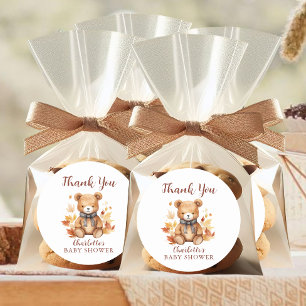 Cosy Autumn Teddy Bear Thank You Classic Round Sticker