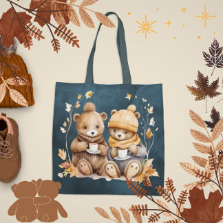 Cosy Autumn Teddy Bear Tote Bag