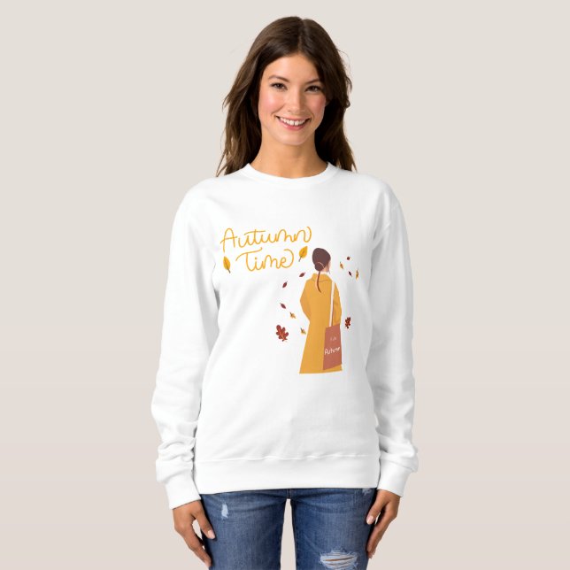 Cosy Autumn Time | Cute Fall Graphic Pullover (Front Full)
