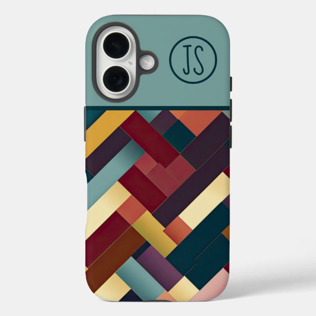 Cosy Autumn Tones Weave Pattern Monogrammed Case-Mate iPhone Case (Back)