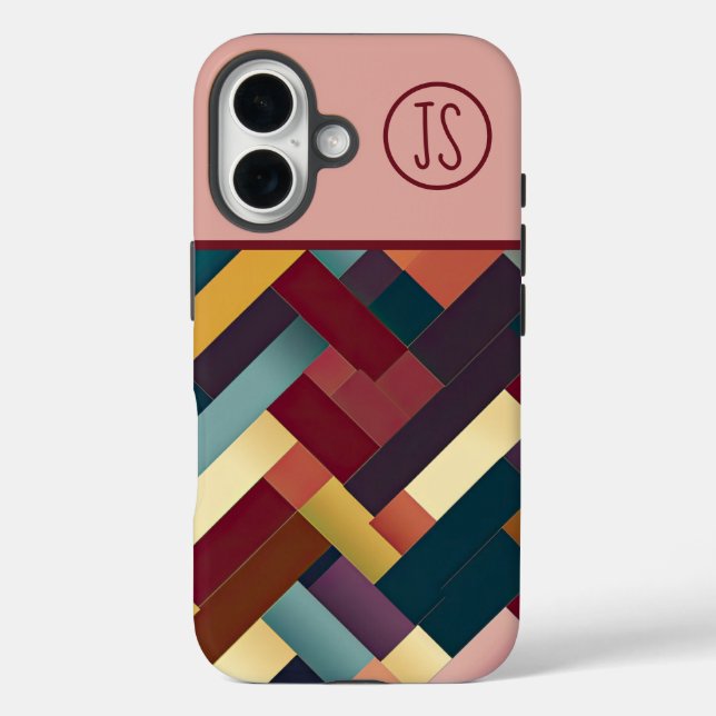 Cosy Autumn Tones Weave Pattern Monogrammed Case-Mate iPhone Case (Back)