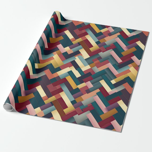 Cosy Autumn Tones Weave Pattern Wrapping Paper (Unrolled)