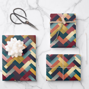 Cosy Autumn Tones Weave Pattern Wrapping Paper Sheet