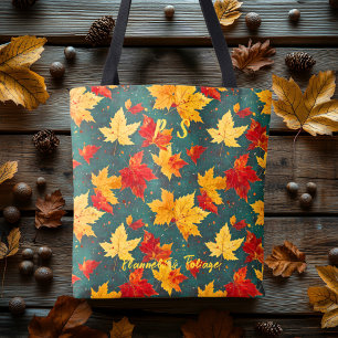 Cosy Autumn Tote with Vibrant Leaves & Fall Charm Bag