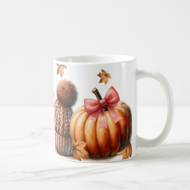 Cosy Autumn Vibes - Boots, Pumpkin, Knit Hat  Coffee Mug (Right)