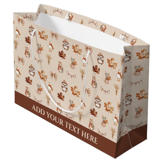 Cosy Autumn Watercolor Pattern Large Gift Bag (Back Angled)