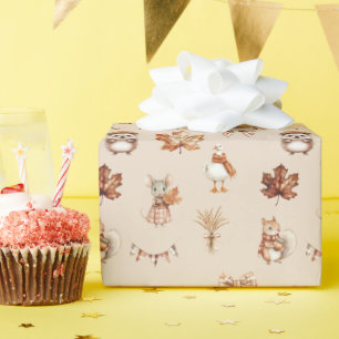 Cosy Autumn Watercolor Pattern Wrapping Paper Roll