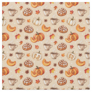 Cosy Autumn Watercolor Seamless Pattern Fabric