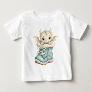 Cosy Baby Dragon Snowboot Watercolor Illustration T-Shirt
