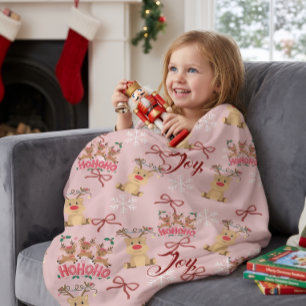 Cosy Baby Girls First Christmas Reindeer Pattern Fleece Blanket