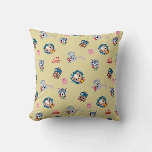 Cosy Back to School Throw Pillow (Front)