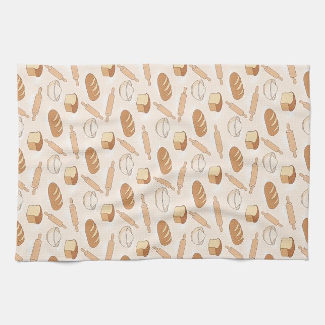 Cosy Baking Pattern Tea Towel (Horizontal)