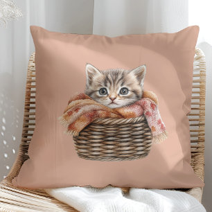 Cosy Basket Cat Pillow – Cinnamon Edition