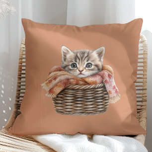 Cosy Basket Cat Pillow – Terracotta Edition