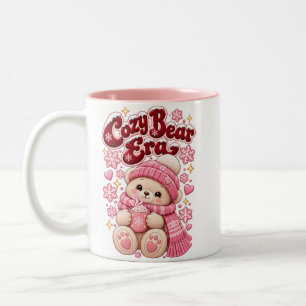 Cosy Bear Era Cute Pink Christmas Two-Tone Coffee Mug