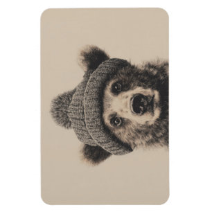 Cosy Bear in Beanie - Cute Winter Animal  Magnet