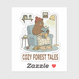 Cosy Bear Reading 'Forest Tales' with Cute Sleepin