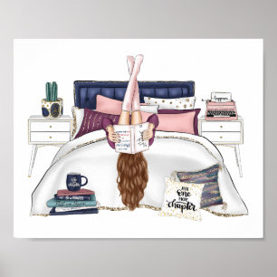 Cosy Bedroom Reading Scene Artwork for Book Lovers Poster