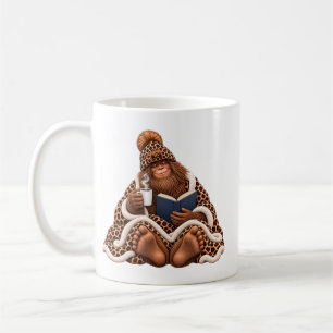 Cosy Bigfoot Reading with Coffee – Cute Sasquatch Mug