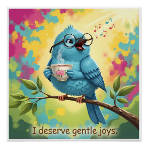 Cosy Bird Aesthetic Glossy Poster  