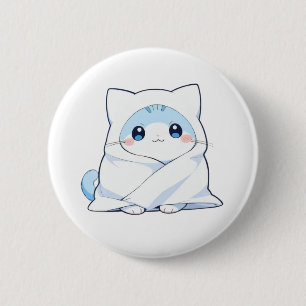 Cosy Blanket Kitten Kawaii Cute Cat Design 6 Cm Round Badge