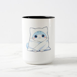 Cosy Blanket Kitten Kawaii Cute Cat Design Two-Tone Coffee Mug