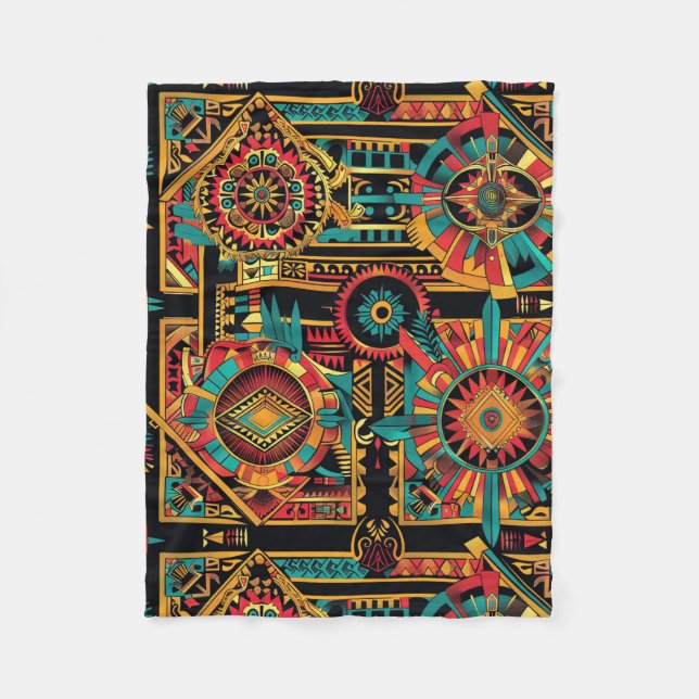Cosy Blue "Aztec Dream" Content Fleece Blanket (Front)