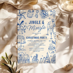 Cosy Blue Doodle Christmas Party Invitation