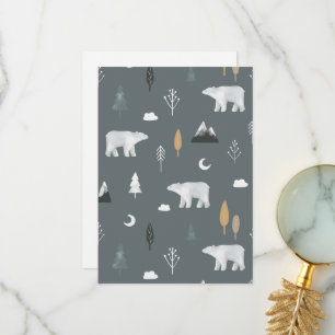 Cosy blue grey winter in nordic village thank you card