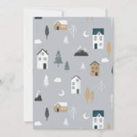 Cosy blue grey winter in nordic village