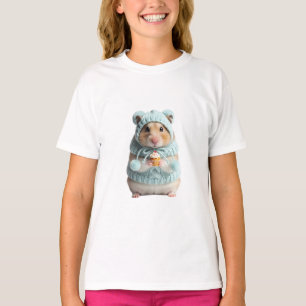 Cosy Blue Hoodie Hamster Kids T-Shirt