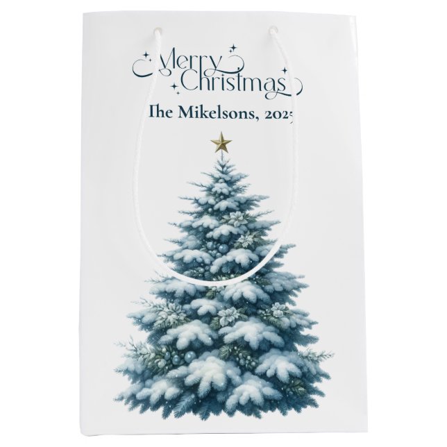 Cosy Blue Rustic Christmas  Medium Gift Bag (Front)