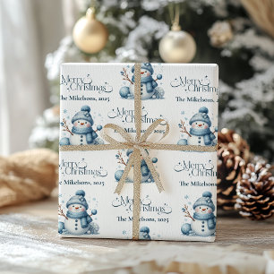 Cosy Blue Rustic Christmas  Wrapping Paper