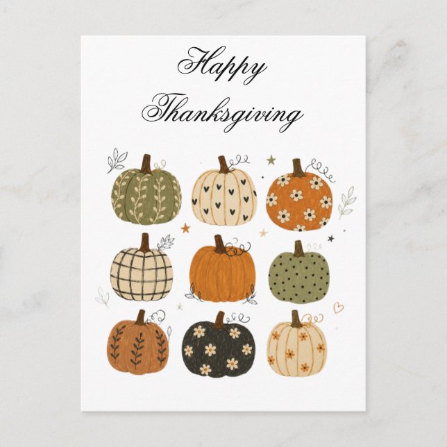 Cosy Boho Fall Pumpkins Collection Holiday Postcard (Front)
