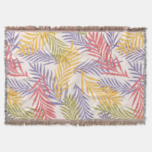 Cosy Boho Tropical Decor Blanket. Boho Palm Leaf Throw Blanket