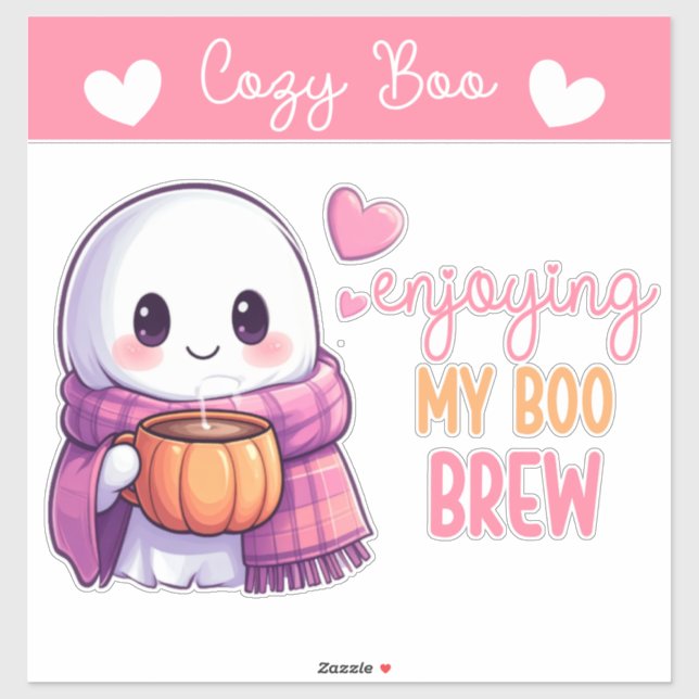 Cosy Boo Sticker Ghost with Pumpkin Mug & scarf (Sheet)