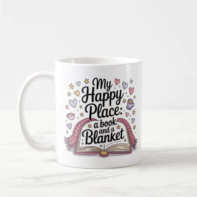 Cosy Book and Blanket Pastel Whimsical  Coffee Mug (Left)