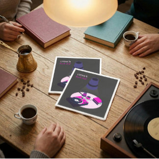 Cosy Book Club Vinyl Record Coffee Napkins