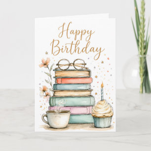 Cosy Book Lover Birthday Card