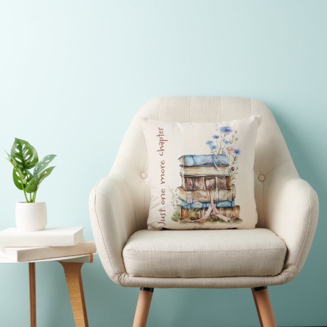 Cosy Book Lover Cushion with Soft Floral Design (Chair)