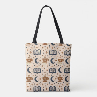 Cosy Book Lover Jacquard Knit Pattern Personalised Tote Bag