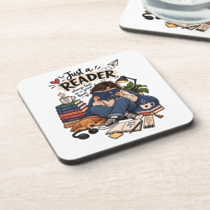 Cosy Book Lover Reading Illustration Coaster