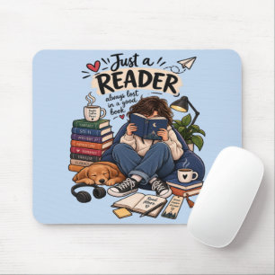 Cosy Book Lover Reading Illustration Mouse Mat