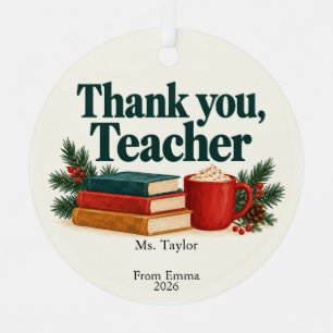 Cosy Books and Cocoa Teacher Thank You Metal Tree Decoration