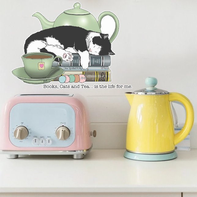 Cosy Books Cat Tuxedo Tea Cute Green Teapot Reader (Creator Uploaded)