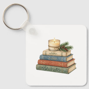 Cosy Books with Candle and Pine Key Ring