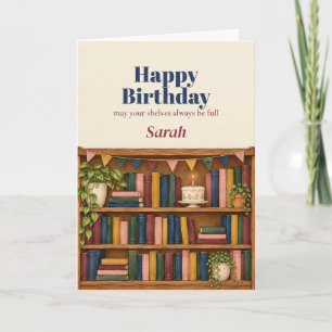Cosy Bookshelf Book Lover Birthday Card for Her