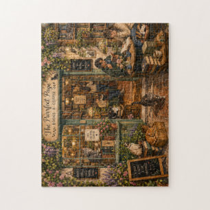 Cosy Bookstore Cats Watercolor Jigsaw Puzzle Boo
