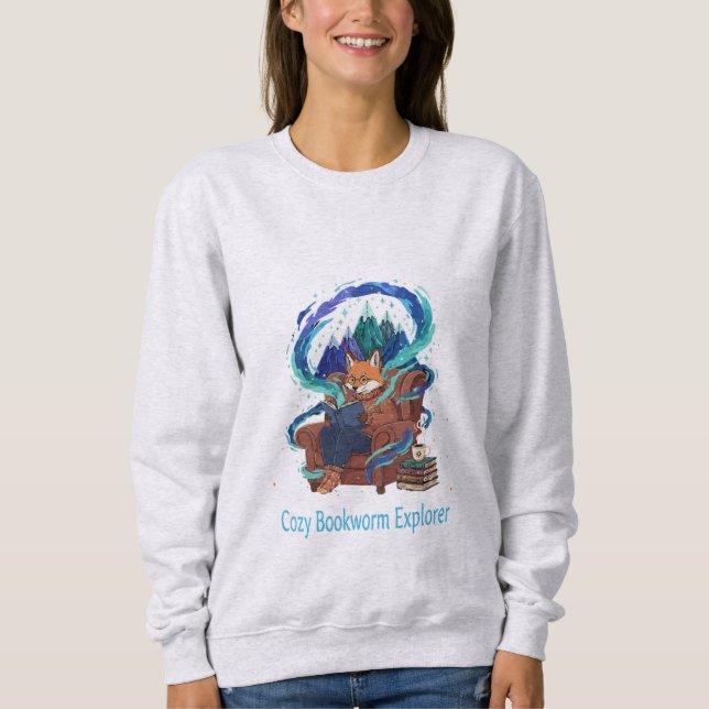 Cosy Bookworm Explorer | Whimsical Fox Reading  Sweatshirt (Front)