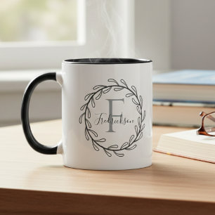Cosy Botanical Monogram Personalised Initial Mug